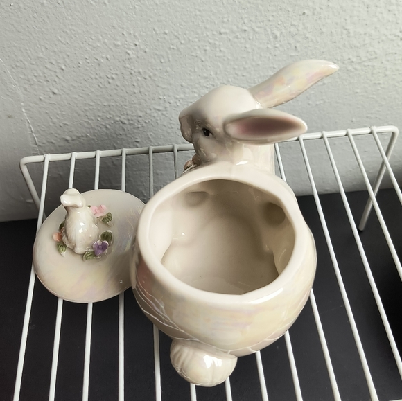 Easter Bunny Candy Nut Dish Ceramic White - Picture 7 of 13